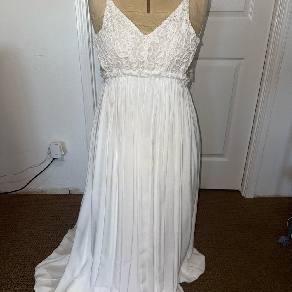 Boho White Lace Maxi Dress
